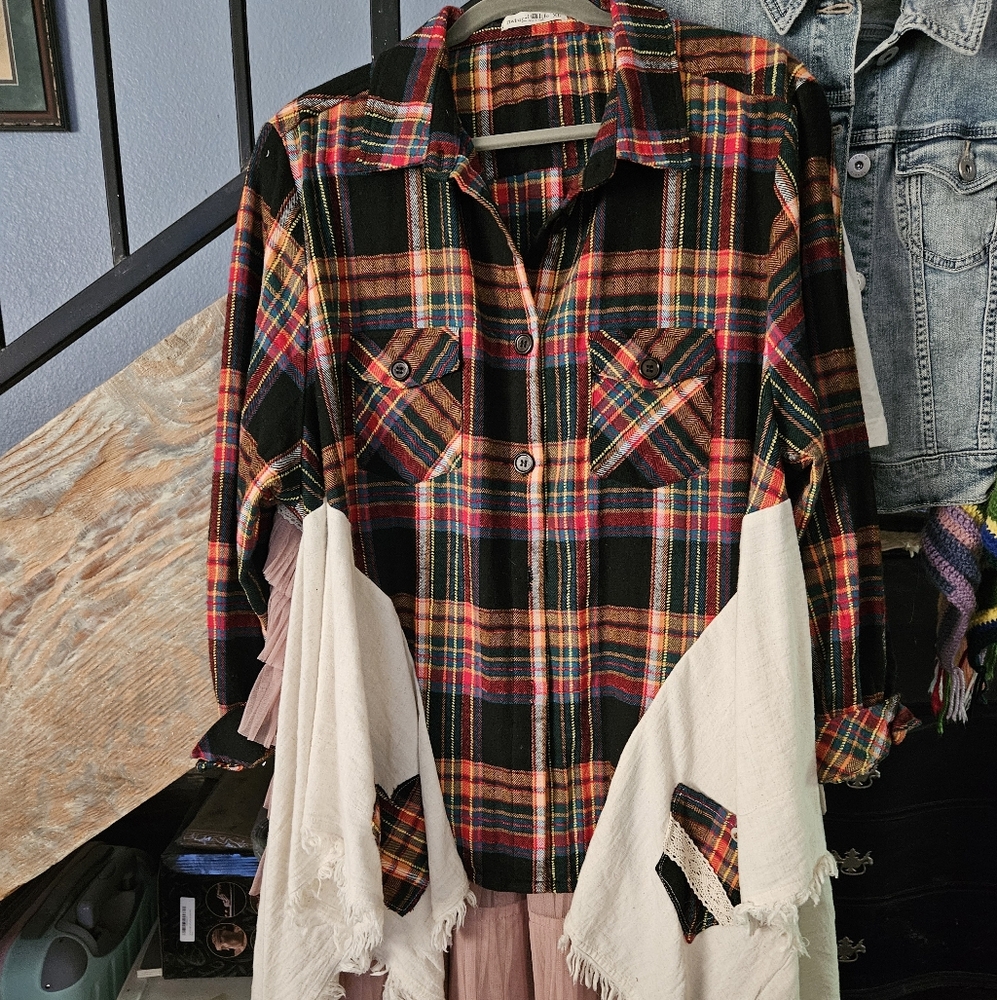 Natural Life Multicolor Plaid Shirt/Jacket Upcycle